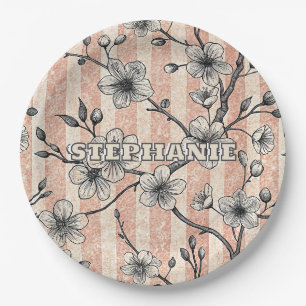 Elegant Cherry Blossom Sakura - Pink & White Paper Plates