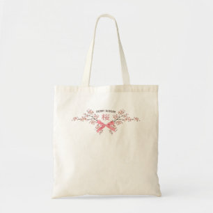 Elegant Cherry Blossom Sakura with Pink Ribbon Bow Tote Bag