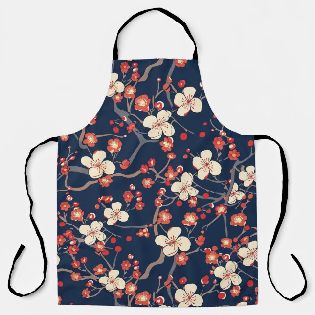 Elegant Cherry Blossom Seamless Pattern (10) Apron (Front)
