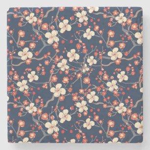 Elegant Cherry Blossom Seamless Pattern (10) Stone Coaster