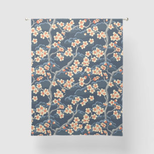 Elegant Cherry Blossom Seamless Pattern (11) Sheer Curtains