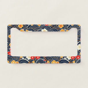 Elegant Cherry Blossom Seamless Pattern (12) License Plate Frame