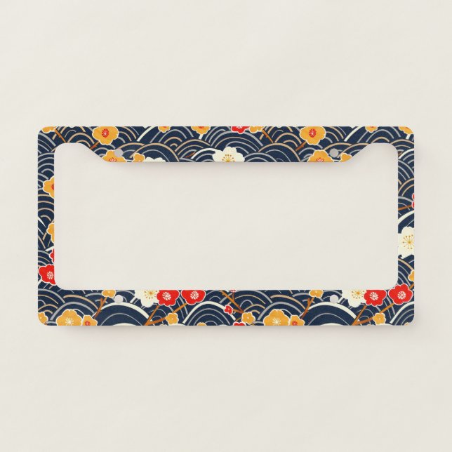 Elegant Cherry Blossom Seamless Pattern (12) License Plate Frame (Front)