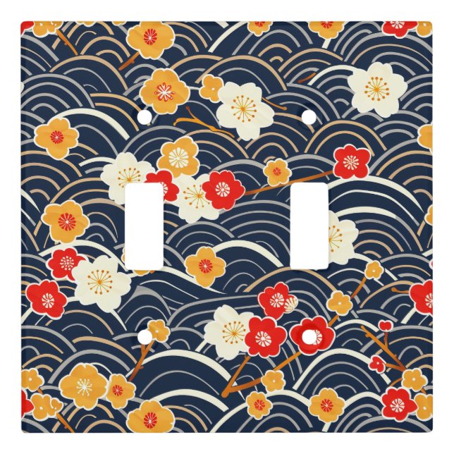 Elegant Cherry Blossom Seamless Pattern (12) Light Switch Cover (Front)