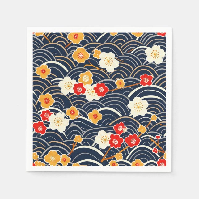 Elegant Cherry Blossom Seamless Pattern (12) Napkins (Front)