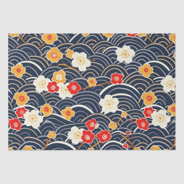 Elegant Cherry Blossom Seamless Pattern (12) Tissue Paper (Front)