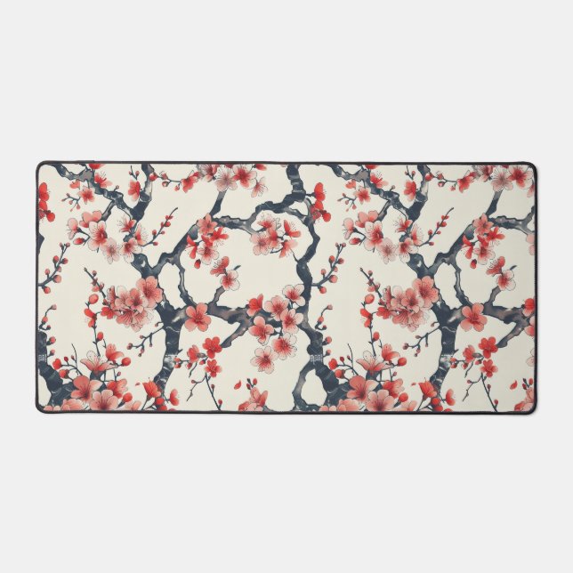 Elegant Cherry Blossom Seamless Pattern (13) Desk Mat (Front)
