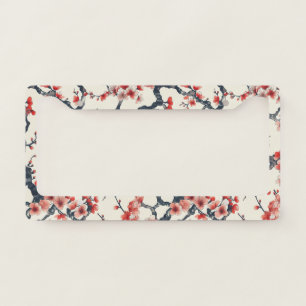 Elegant Cherry Blossom Seamless Pattern (13) License Plate Frame