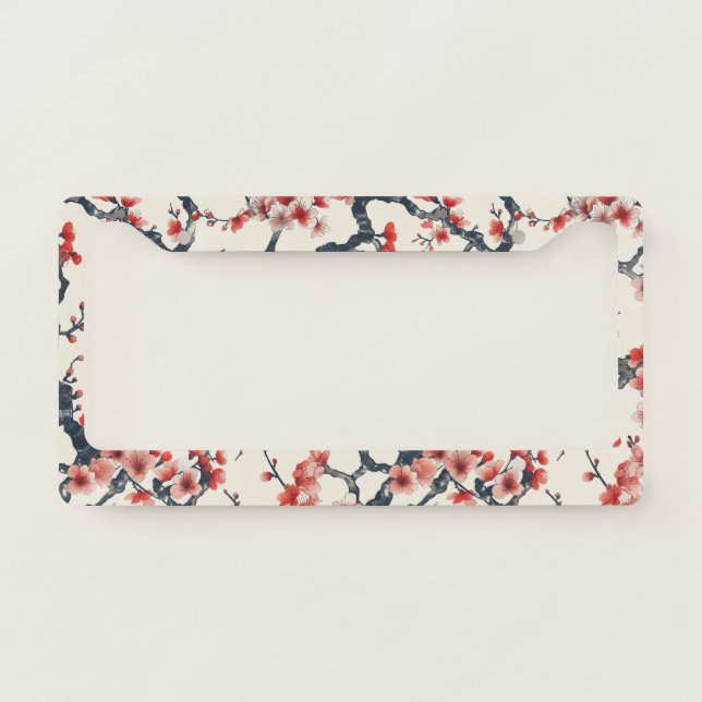 Elegant Cherry Blossom Seamless Pattern (13) License Plate Frame (Front)