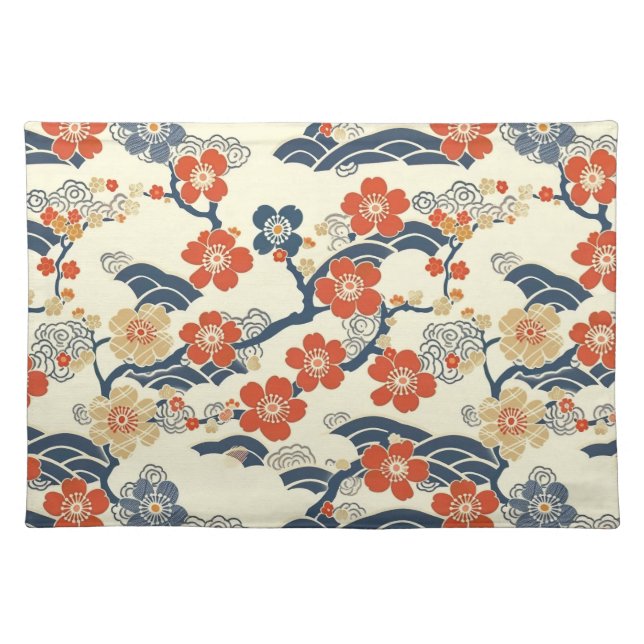 Elegant Cherry Blossom Seamless Pattern (14) Cloth Placemat (Front)