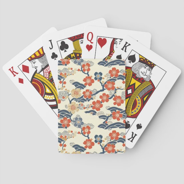 Elegant Cherry Blossom Seamless Pattern (14) Poker Cards (Back)