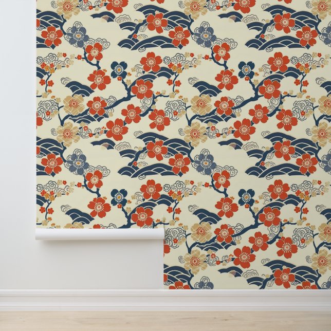 Elegant Cherry Blossom Seamless Pattern (14) Wallpaper (Application)