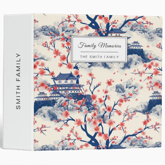 Elegant Cherry Blossom Seamless Pattern (16) 3 Ring Binder (Front/Spine)