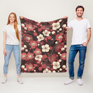 Elegant Cherry Blossom Seamless Pattern (16) Fleece Blanket