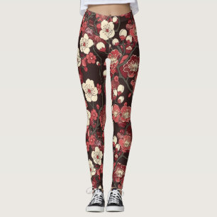 Elegant Cherry Blossom Seamless Pattern (16) Leggings