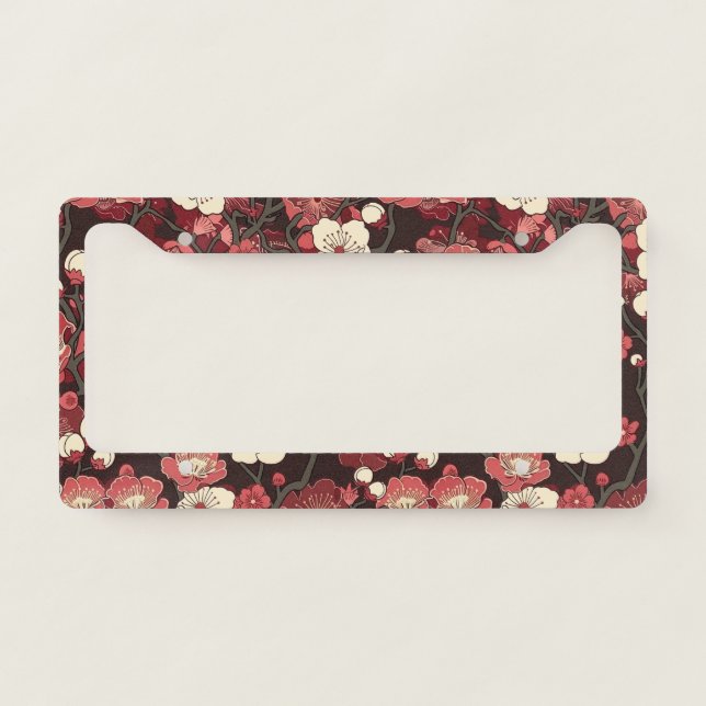 Elegant Cherry Blossom Seamless Pattern (16) License Plate Frame (Front)
