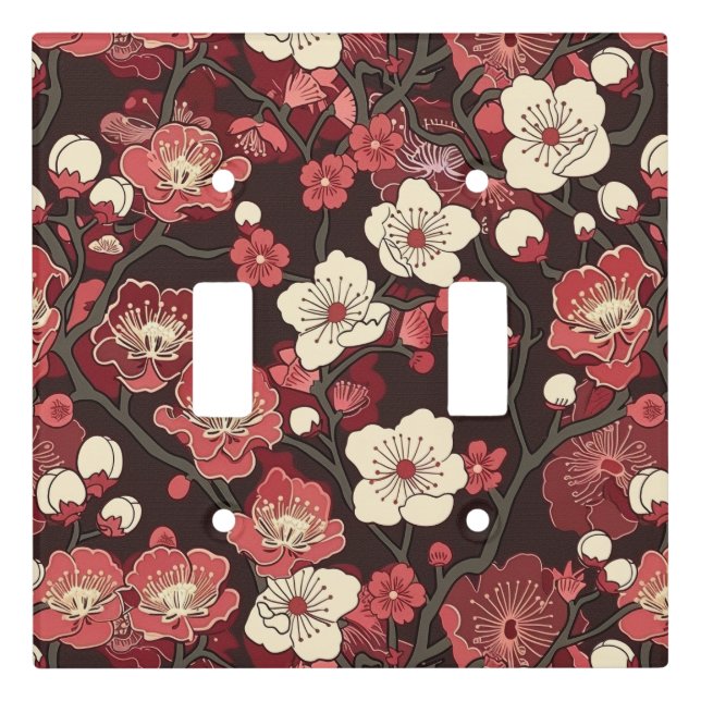 Elegant Cherry Blossom Seamless Pattern (16) Light Switch Cover (Front)