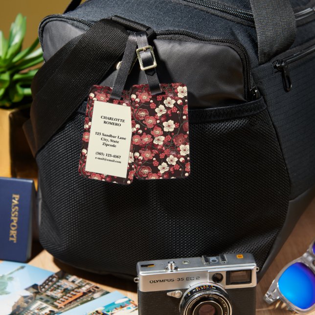 Elegant Cherry Blossom Seamless Pattern (16) Luggage Tag (Front & Back)