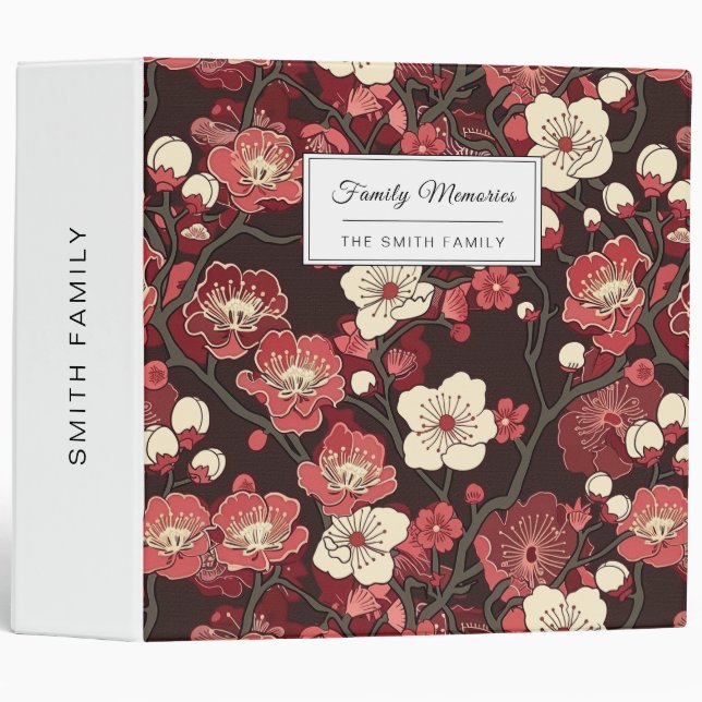Elegant Cherry Blossom Seamless Pattern (17) 3 Ring Binder (Front/Spine)