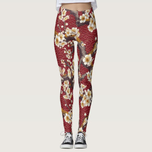 Elegant Cherry Blossom Seamless Pattern (17) Leggings