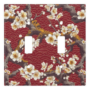 Elegant Cherry Blossom Seamless Pattern (17) Light Switch Cover