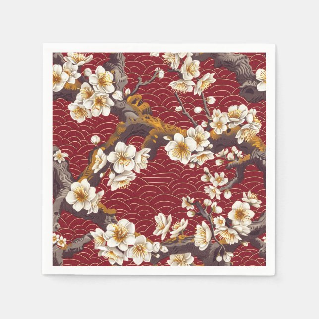 Elegant Cherry Blossom Seamless Pattern (17) Napkins (Front)