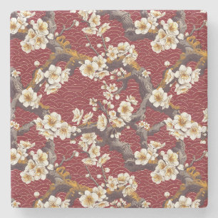 Elegant Cherry Blossom Seamless Pattern (17) Stone Coaster