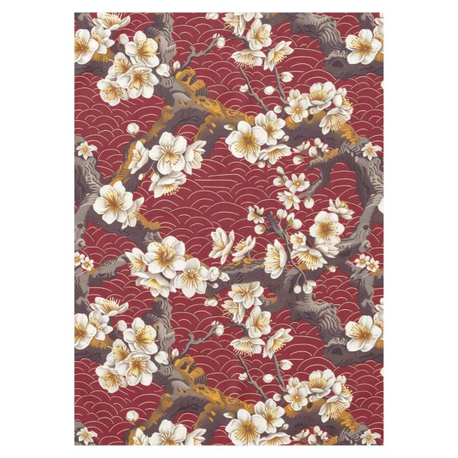 Elegant Cherry Blossom Seamless Pattern (17) Tablecloth (Front)