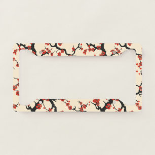 Elegant Cherry Blossom Seamless Pattern (1) License Plate Frame