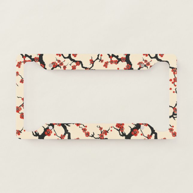 Elegant Cherry Blossom Seamless Pattern (1) License Plate Frame (Front)