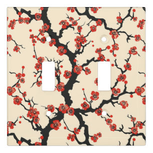 Elegant Cherry Blossom Seamless Pattern (1) Light Switch Cover