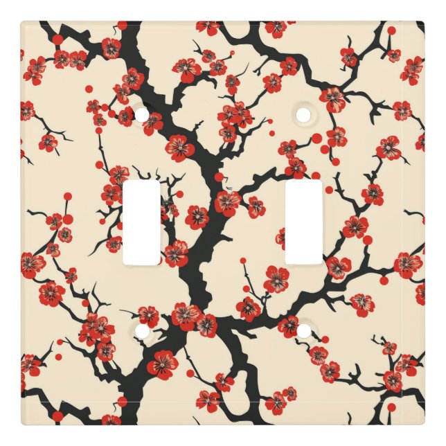 Elegant Cherry Blossom Seamless Pattern (1) Light Switch Cover (Front)