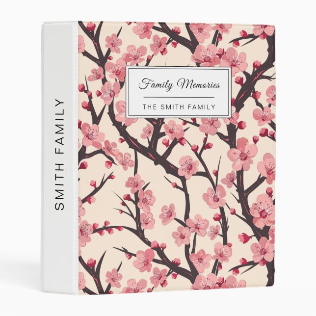 Elegant Cherry Blossom Seamless Pattern (1) Mini Binder (Front/Spine)