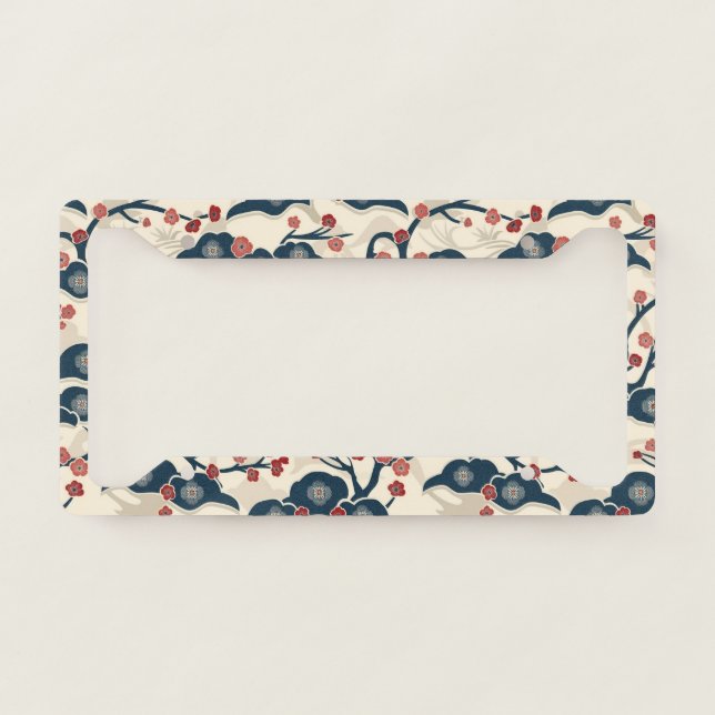 Elegant Cherry Blossom Seamless Pattern (2) License Plate Frame (Front)