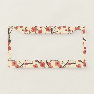 Elegant Cherry Blossom Seamless Pattern (4) License Plate Frame