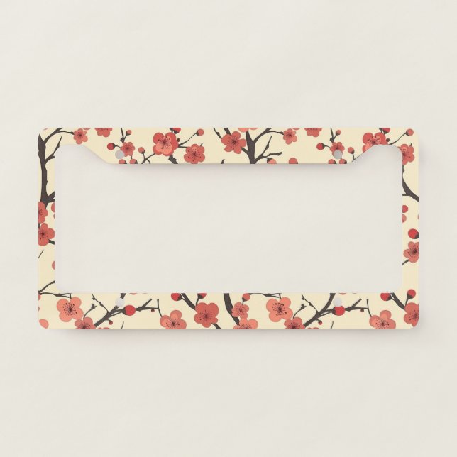 Elegant Cherry Blossom Seamless Pattern (4) License Plate Frame (Front)