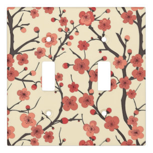 Elegant Cherry Blossom Seamless Pattern (4) Light Switch Cover