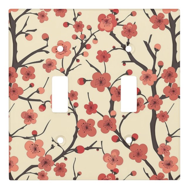 Elegant Cherry Blossom Seamless Pattern (4) Light Switch Cover (Front)