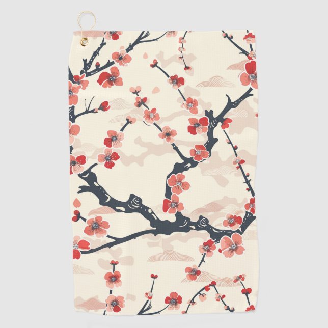 Elegant Cherry Blossom Seamless Pattern (5) Golf Towel (Front)
