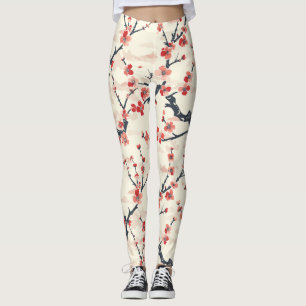Elegant Cherry Blossom Seamless Pattern (5) Leggings