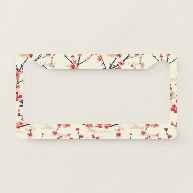 Elegant Cherry Blossom Seamless Pattern (5) License Plate Frame (Front)