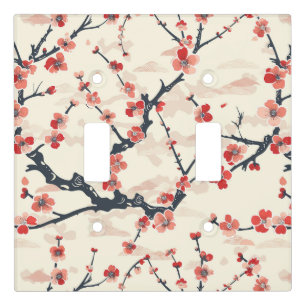 Elegant Cherry Blossom Seamless Pattern (5) Light Switch Cover