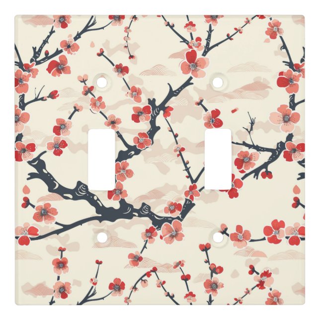 Elegant Cherry Blossom Seamless Pattern (5) Light Switch Cover (Front)