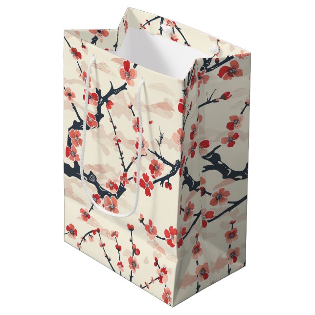 Elegant Cherry Blossom Seamless Pattern (5) Medium Gift Bag (Front Angled)