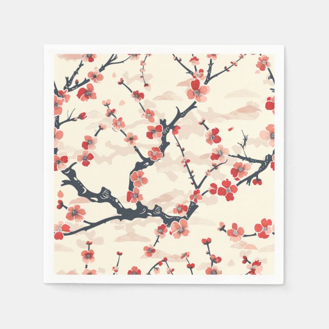 Elegant Cherry Blossom Seamless Pattern (5) Napkins (Front)