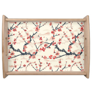 Elegant Cherry Blossom Seamless Pattern (5) Serving Tray