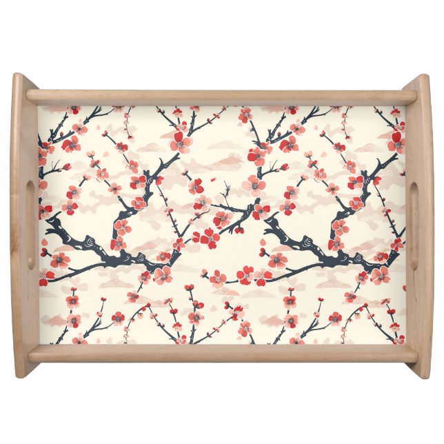 Elegant Cherry Blossom Seamless Pattern (5) Serving Tray (Front)