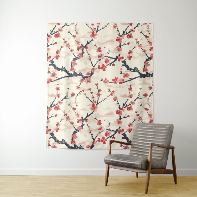 Elegant Cherry Blossom Seamless Pattern (5) Tapestry (In Situ)