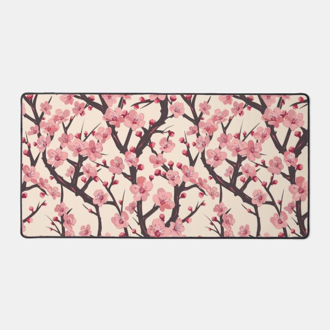 Elegant Cherry Blossom Seamless Pattern (6) Desk Mat (Front)