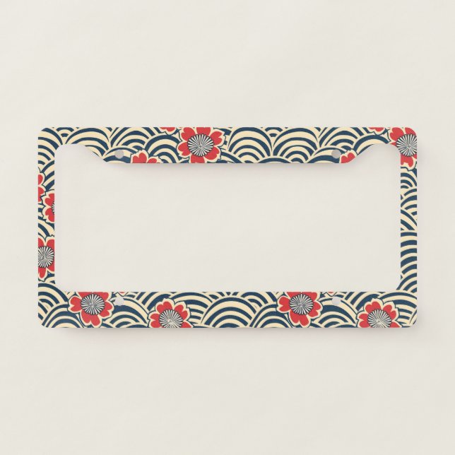 Elegant Cherry Blossom Seamless Pattern (8) License Plate Frame (Front)